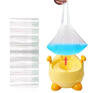 100 Pack Portable Travel Universal Potty Chair Liners with Drawstring Training Toilet Seat Potty Bags Cleaning Bag for…