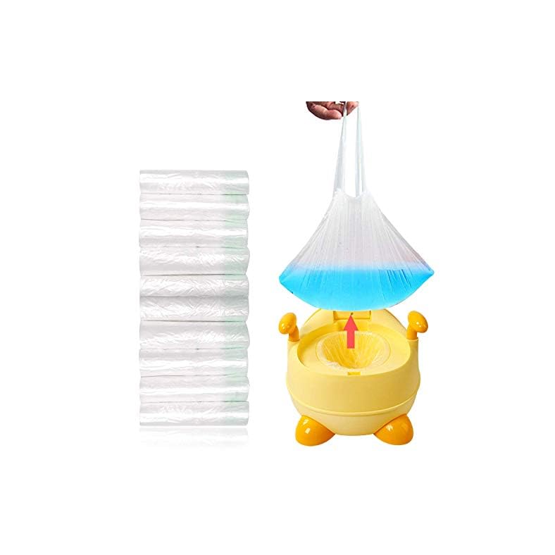 100 Pack Portable Travel Universal Potty Chair Liners with Drawstring Training Toilet Seat Potty Bags Cleaning Bag for…