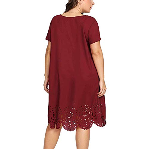 Casual Dresses for Women Round Neck Short Sleeve Hollow Out Solid Loose  Simple Summer Plus Size Dress (XL, Red) in Kenya | Whizz Personal Video  Players & Accessories