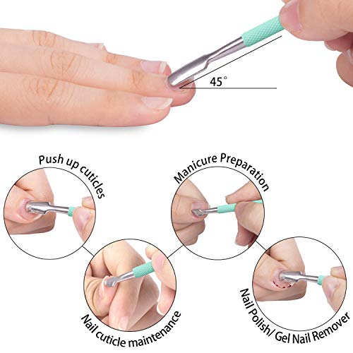 Cuticle Nipper with Cuticle Pusher - Ejiubas Green Cuticle Trimmer Stainless Steel Cuticle Clipper Cutter Nail Cuticle Remover Tools for Fingernails and Toenails