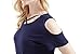PAAZA Women Tops Criss Cross Cold Shoulder T-Shirt V-Neck Blouse Short Sleeve Navy M