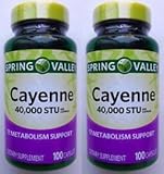 Spring Valley Natural Cayenne Fruit Whole Herb 40,000 STU, 200 Capsules (Two 100ct bottles)