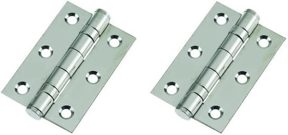 IRONZONE® Door Hinge 3" 75mm Ball Bearing Hinges Polished Chrome Suit Internal Doors Pair