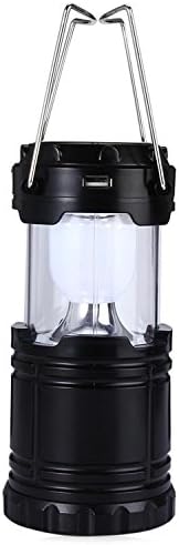 Brightest Camping Lantern,Chliste 6 LED Hand Lamp Collapsible Solar Camping Lantern Tent Lights Camping Equipment Gear Lights for Hiking, Emergencies, Hurricanes, Outages, Storms (Black)