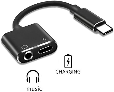 2 in 1 USB C Type C to 3.5mm Headphone Audio Aux Jack &amp; Charge Adapter Cable Converter for For Xiaomi 6 Huawei Mate 9 Letv Le Pro 3 etc.That Without 3.5mm Audio Jack(Black)