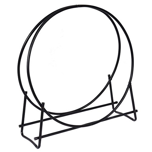 ZaZaTool - 40 Inch Steel Log Hoop Firewood Storage Rack Holder Round Display - Thumbnail 7