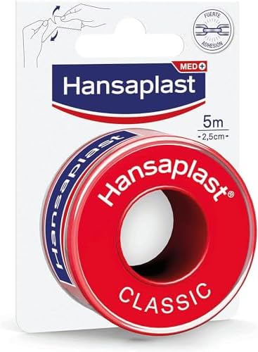 Hansaplast Esparadrapo Classic, fuerte adhesión, se rasga con la mano, para fijar vendajes y apósitos para heridas, 5 m x 2,5 cm