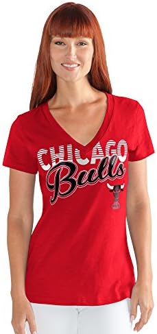 NBA Chicago Bulls Women's 1St Down V-Neck Tee, XX-Large, Red