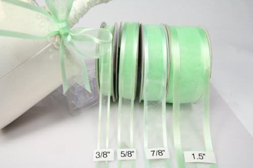 AmoreCreations 5/8 Inch x 25yds Organza Ribbon with Satin Trim for Wedding Baby Shower Gifts DIY Bows Craft Dancer Wands and More - Colors Guaranteed by AmoreCreations (Mint)