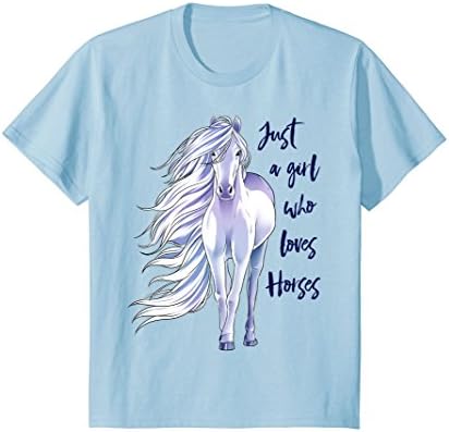 Kids Just A Girl Who Loves Horses T Shirt Horse Riding Equestrian 8 Baby Blue