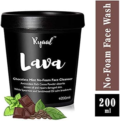 Ryaal Lava Chocolate Mint No-Foam Face Wash (200 ml)- For Damaged Skin Nourishment and Repair - SLS and Paraben Free