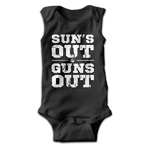 Suns Out Guns Out Girl Boy Clothing Sleeveless One-Piece Tank Shortie Romper Black