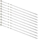 MojiDecor Skewers Kabob Skewers For Grilling Kabob Grilling Baskets BBQ Skewers Metal Skewers For Grill - 15 Inch Flat Stainless Steel Nonstick Barbecue Skewers Wide Shish Kabob Skewers - 10 Pcs