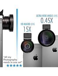 Kit de lentes de cámara de Coral Entertainments para iPhone, Samsung, iPads, tabletas, carcasa rígida y clip universal