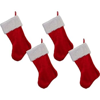 Classic Christnas Stockings Red & White Plush 18