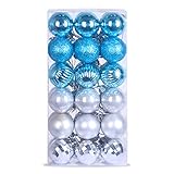 Baby Blue & Silver 1.6" Small Christmas Balls