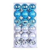 Baby Blue & Silver 1.6" Small Christmas Balls