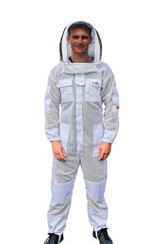 OZ ARMOUR Beekeeping Suit Ventilated ULTRA COOL Three Layer Mesh with Fencing Veil & Round Brim Hat