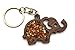 Keychain / Keyring Made of Natural Wood and Filled with Genuine Amber Elephant