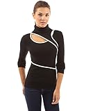 PattyBoutik Women's Trimmed Turtleneck Long Sleeve Top