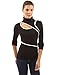PattyBoutik Women Trimmed Turtleneck Long Sleeve Top (Black and White Small)