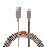 Native Union BELT Cable XL - 10ft Ultra-Strong Reinforced [Apple MFi Certified] iPhone / iPad Lightning to USB Charging Cable with Leather Strap (Taupe)