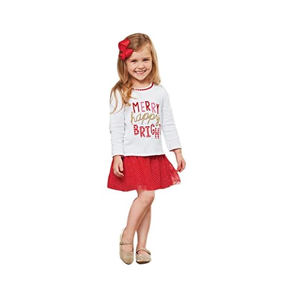 Kollmert Toddler Kid Baby Girl Letter T shirt Tops Princess Skirt Dress Christmas Set