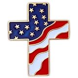 PinMart's American Flag Patriotic Cross Religious Jewelry Enamel Lapel Pin