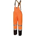 Pioneer Hi Vis Ripstop Waterproof Bib Pants/Overalls for Men - Reflective Safety Work Rain Pants