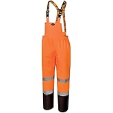 Pioneer Hi Vis Ripstop Waterproof Bib Pants/Overalls for Men - Reflective Safety Work Rain Pants