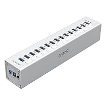 ORICO 13 Port Aluminum USB 3.0 HUB,2 Port USB Charging with 12V5A Power Adapter and LED Indicator - Sliver(A3H13P2)