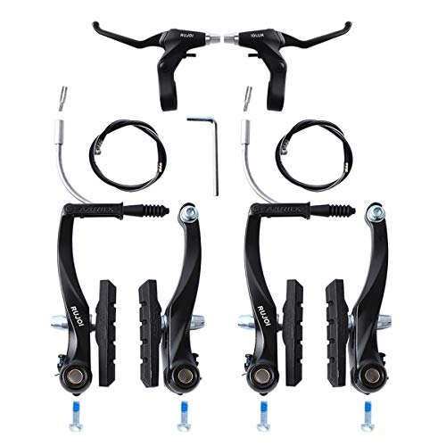RUJOI Bike Brake kit V Type,110mm V-Brake Caliper,70mm Bike Brake Pads Set,Aluminum Bicycle Brake Lever,F/R Brake Housing and Cable, Brakes V Type Replacement Set for MTB, Road Bike,BMX,E Bike
