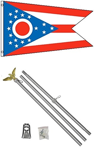 NEW 3'x5' OHIO State Flags Polyester w/ 6' Aluminum POLE Kits