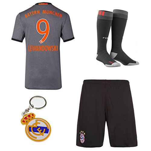 2016/2017 Bayern Munich #9 lewandowski away Kids Soccer Football Jersey Short Socks