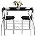 Tangkula 3 Piece Dining Set Modern Metal Frame Glass Top Table and 2 Chairs Set Home Kitchen Bistro Pub Breakfast Furniture, Black and Silver
