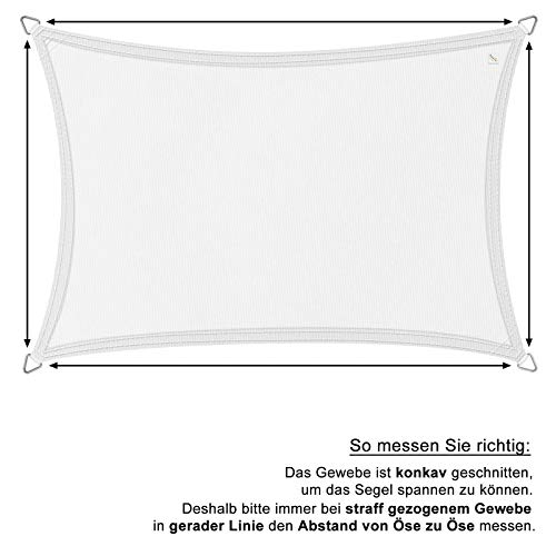 hanSe® Marken Sonnensegel Sonnenschutz Wetterschutz Wetterbeständig 100% Polyester wasserabweisend Rechteck 5x6 m… – Bild 7