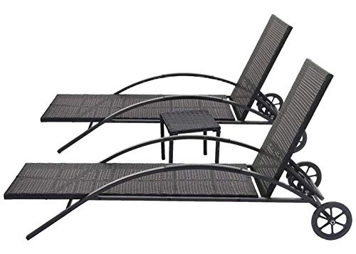 Mendler 2er-Set Sonnenliege HWC-E27, Relaxliege Gartenliege, Poly-Rattan - schwarz, Kissen Creme-beige – Bild 4