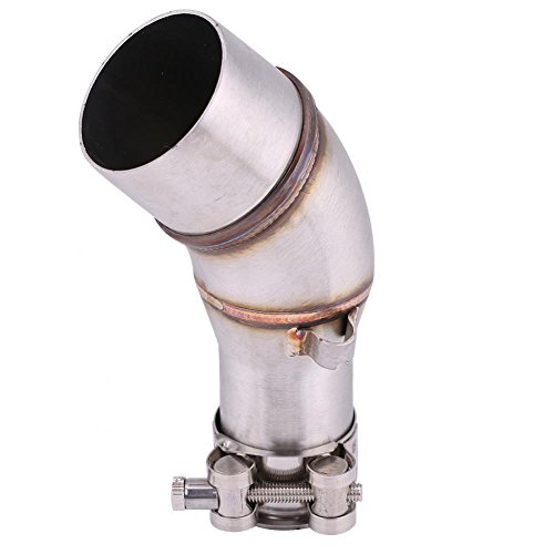 Exhaust Middle Pipe, Stainless Steel Motorcycle Slip On Exhaust Middle Link Pipe Adapter Connector for Yamaha R25 R3 2013-2016 Silver