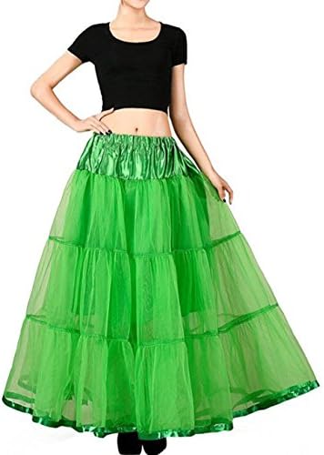 Hhdress Women's Petticoats Floor Length Tutu Tulle Prom Party Underskirts (Green)