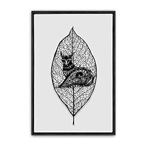 Framed Canvas Wall Art Black Leaves Canvas Prints Home Artwork Decoration for Living Room,Bedroom - 16x24 inches