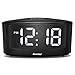 REACHER Dim Alarm Clock with Dual USB Charger 0-100 Dimmer and 30-85DB Adjustable Alarm Volume, Easy Snooze, Big White LED Numbers,12/24Hr and Simple Operation Black