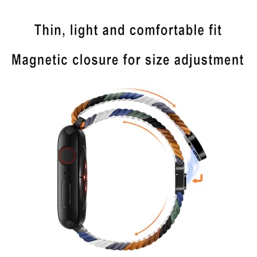Compatible with Apple Watch Strap 49mm 46mm 45mm 44mm 42mm 41mm 40mm, Elasticated Magnetic Nylon Strap Band for IWatch Series 10/9/8/7/6/5/4/SE 2/Ultra 3/2 Men Women