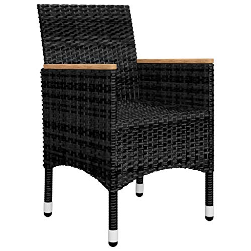 vidaXL Bistroset 3-TLG. Gartenmöbel Balkonset Balkonmöbel Sitzgruppe Gartenset Gartengarnitur Tisch Stühle Poly Rattan Hartglas Schwarz – Bild 6