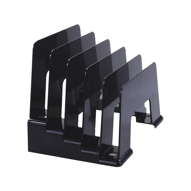 1InTheOffice Plastic Incline Desktop File Sorter, 5 Compartments, Black