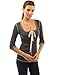 PattyBoutik Women's Scoop Neck Lace Up Long Sleeve Blouse