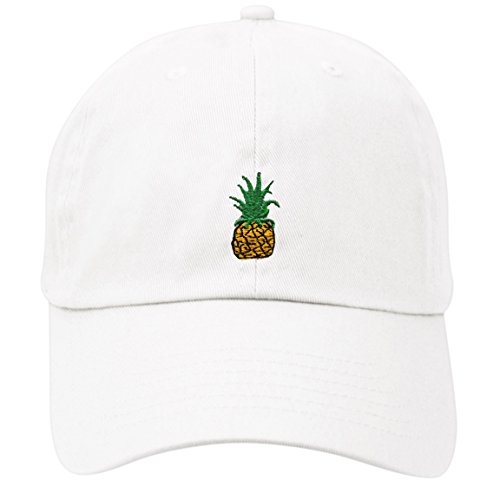 Pineapple Dad Hat Baseball Cap Polo Style Unconstructed (WHITE)