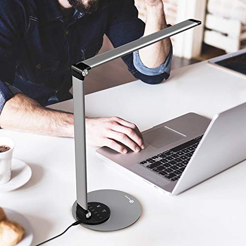 image for TaoTronics Aluminum Alloy Dimmable LED Desk Lamp with USB Charging Por