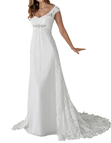 Zhongde Empire Maternity Two Pieces Cap Sleeves Bridal Gown Wedding Dress Bride White Size 14