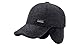YAKER Men's Winter Warm Woolen Peaked Baseball Cap Hat with Earmuffs Metal Buckle (C Black)