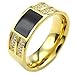 KONOV Mens Cubic Zirconia Stainless Steel Ring, Classic, Black, Size 10